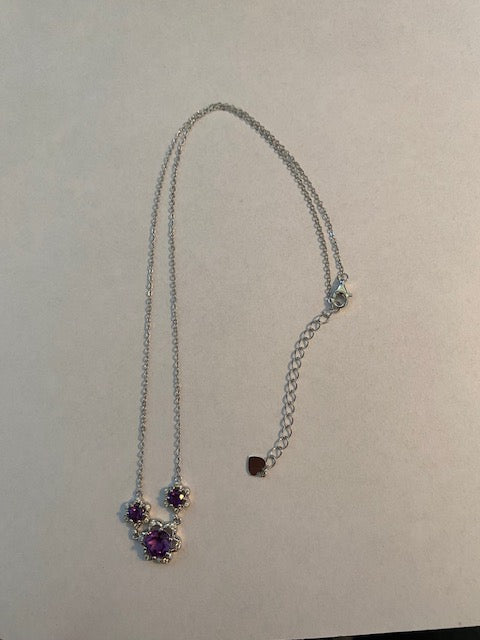 Amethistkleurige bloemenketting in 925 sterling zilver