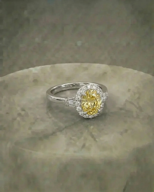 Lemon Topaz zirkonia ring in 925 zilver