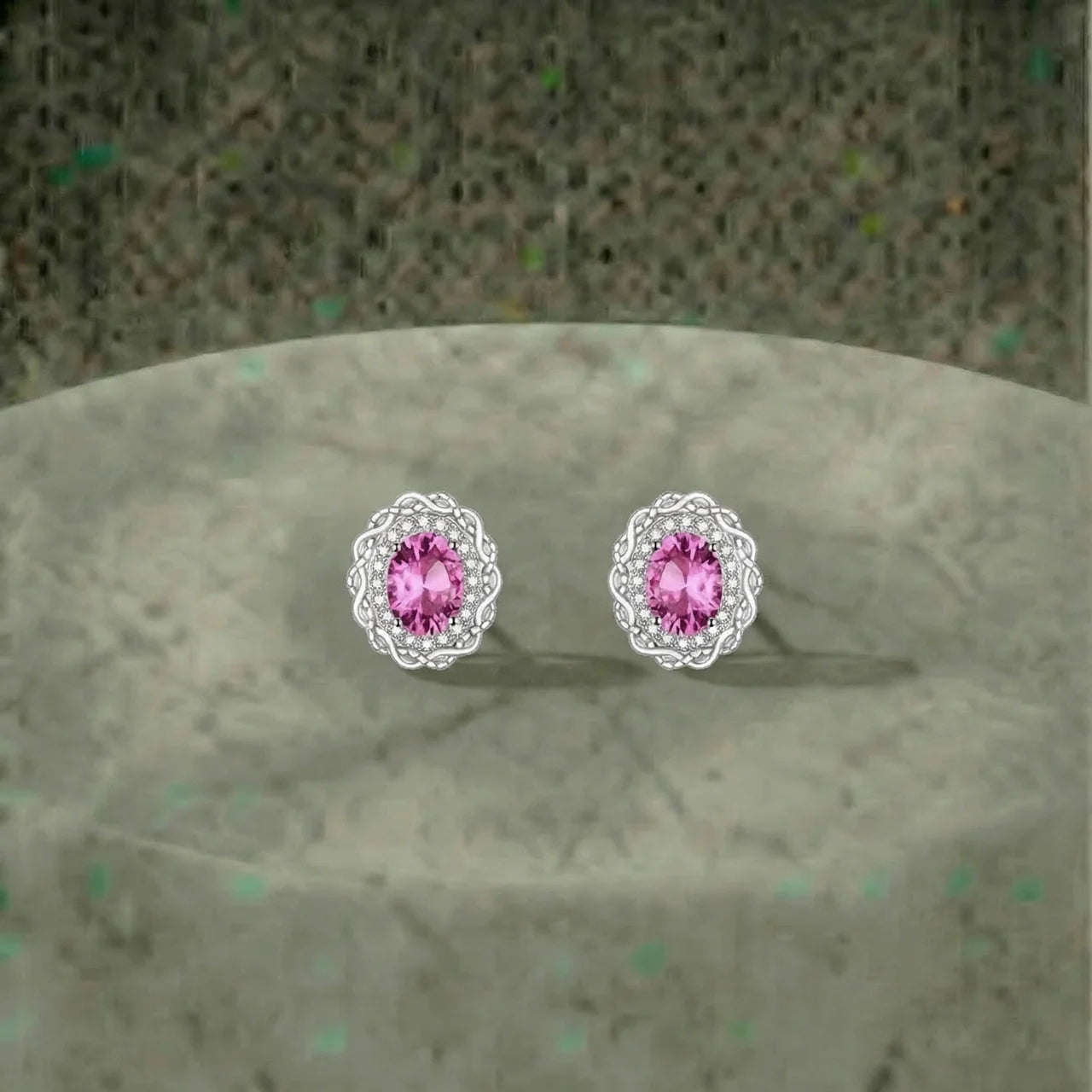 Roze echte topaas diamanten oorbellen