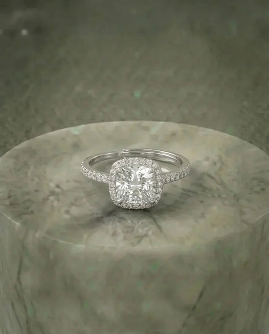 Halo-ring met prinses geslepen diamant