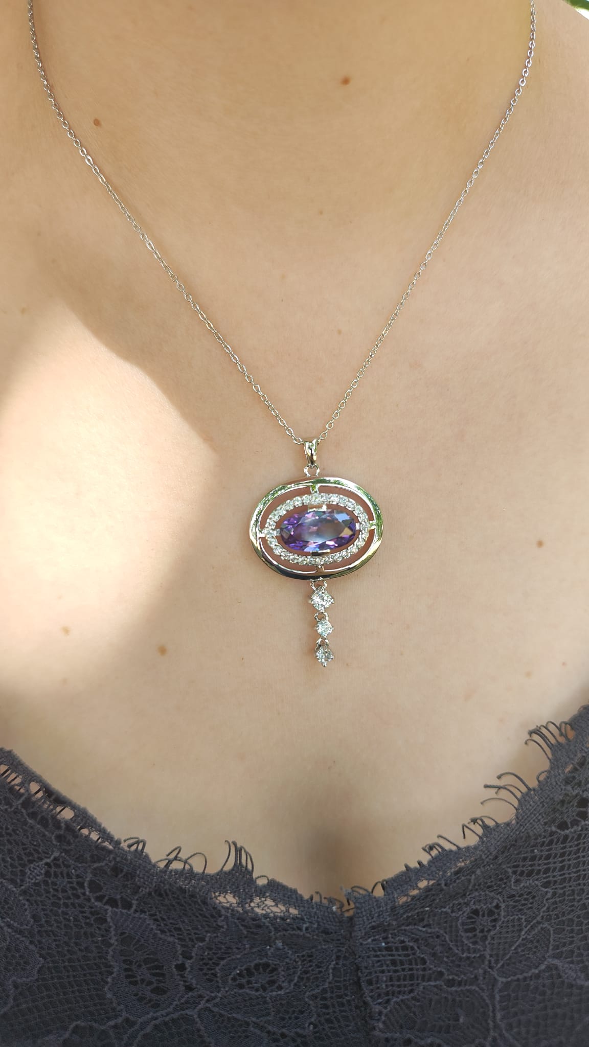 Natural Amethyst Oval Necklace