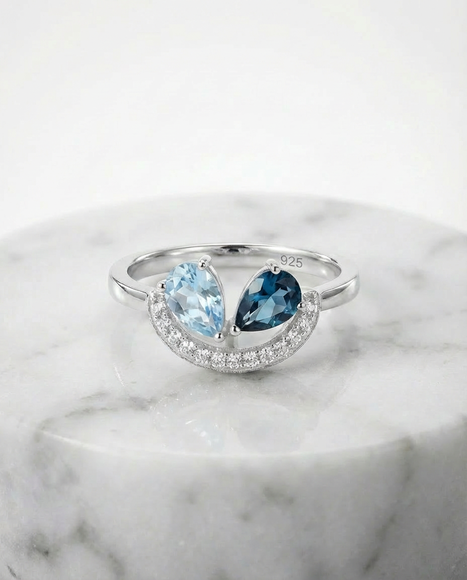 Echte Topaas Gesimuleerde Diamanten Ring