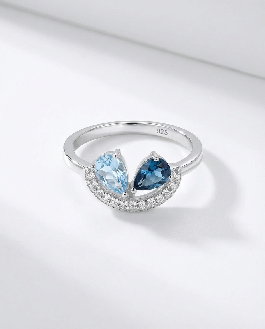 Echte Topaas Gesimuleerde Diamanten Ring