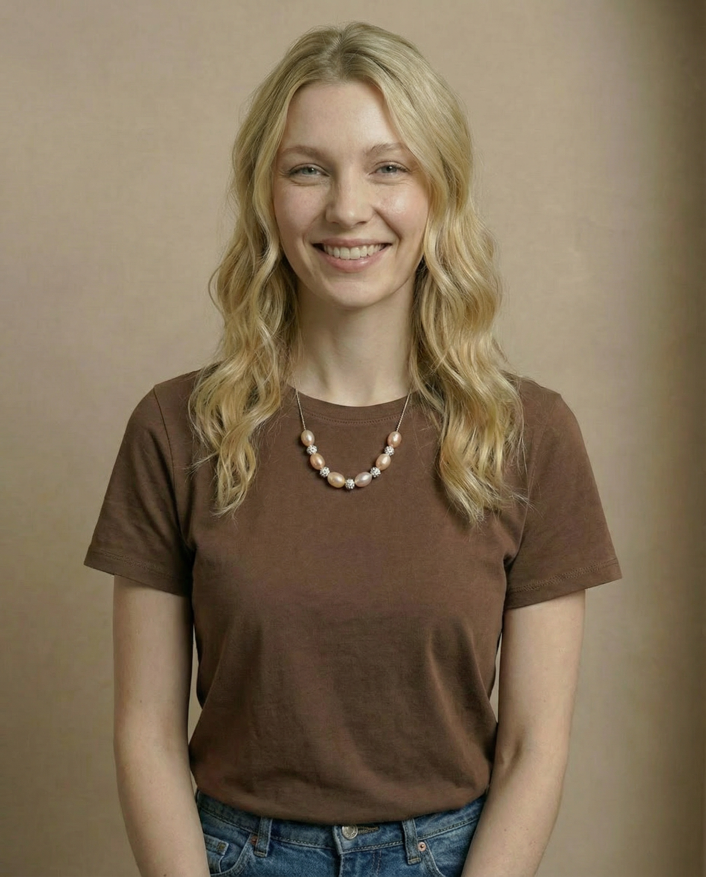 Echte perzikparel en zirkoon ketting