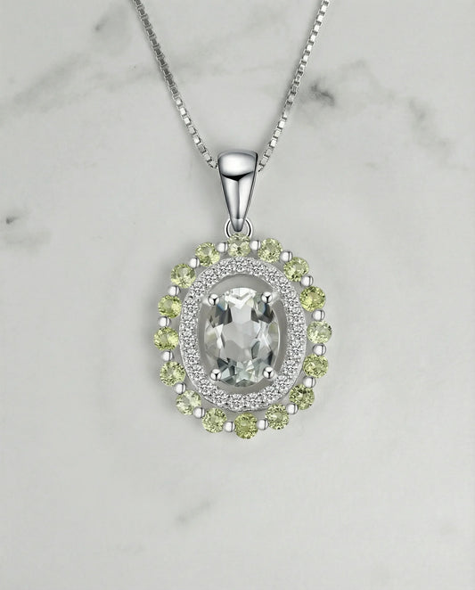 Natuurlijke peridot amethist ketting