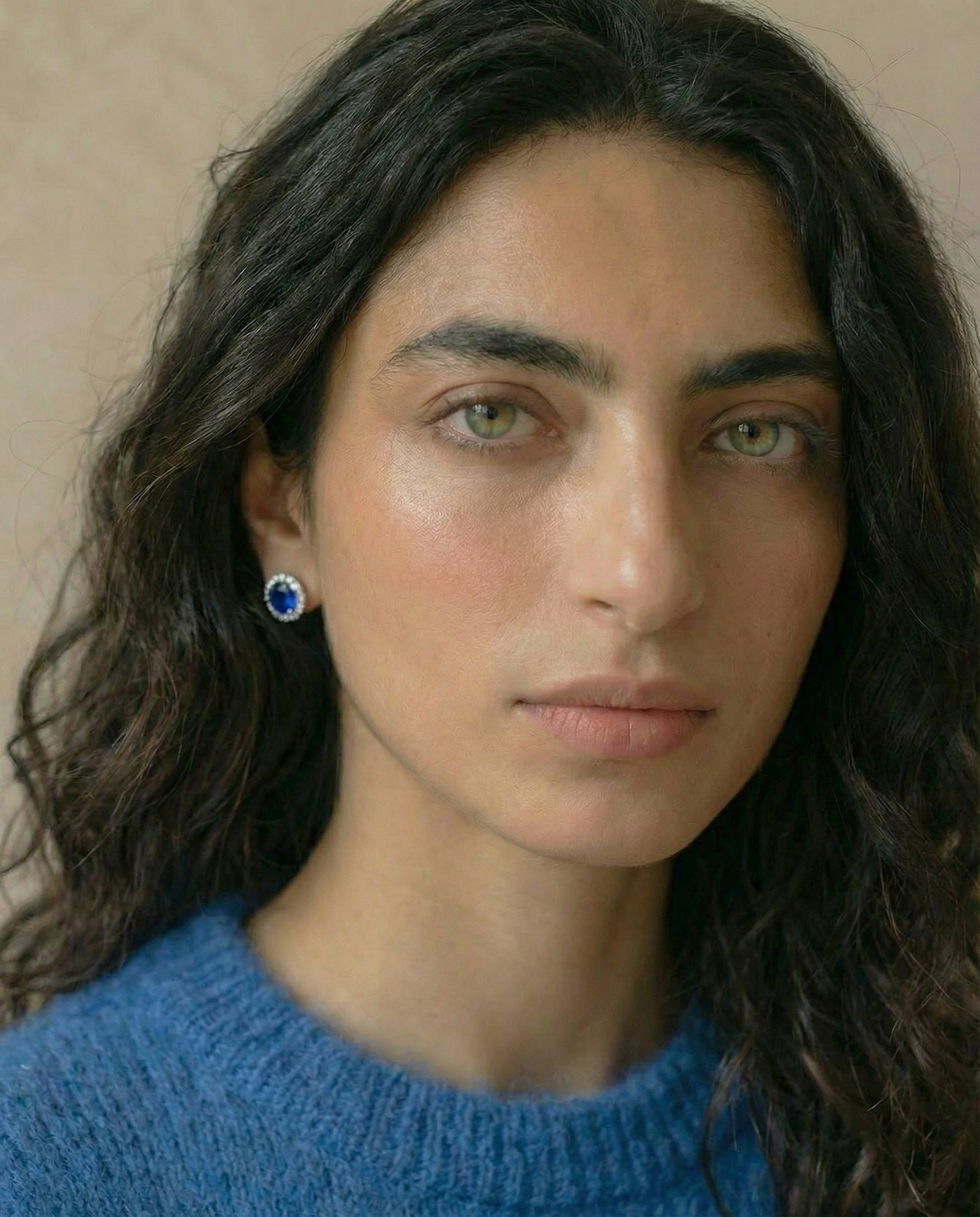 Saffier ronde diamanten oorbellen 