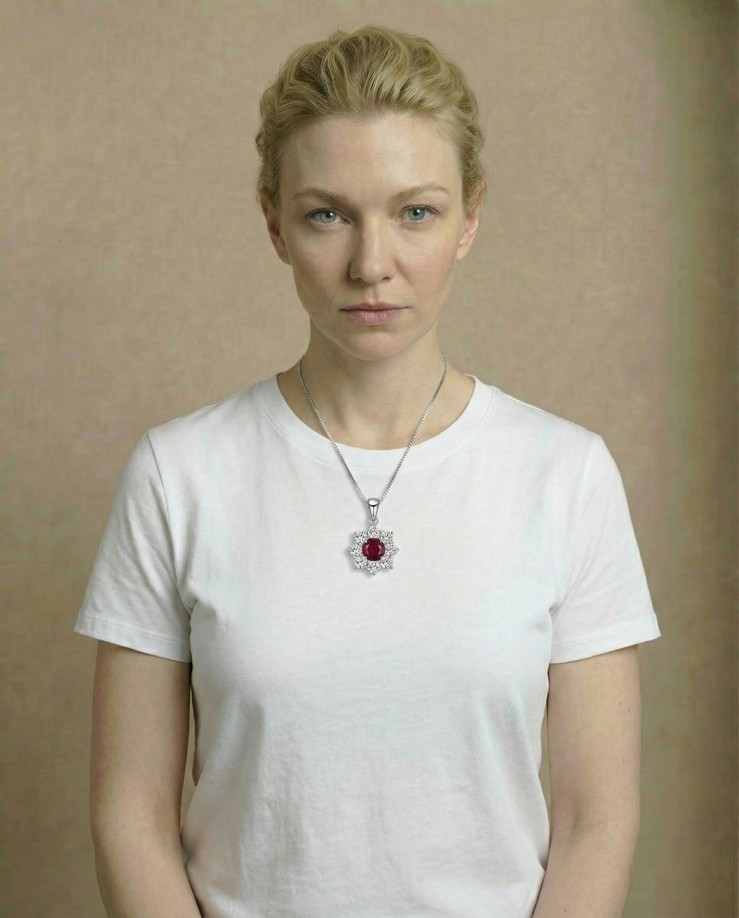 Rode robijnrode bloemenketting 