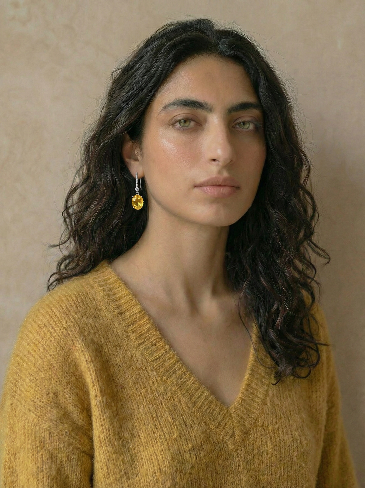 Elegante natuurlijke citrien oorbellen 