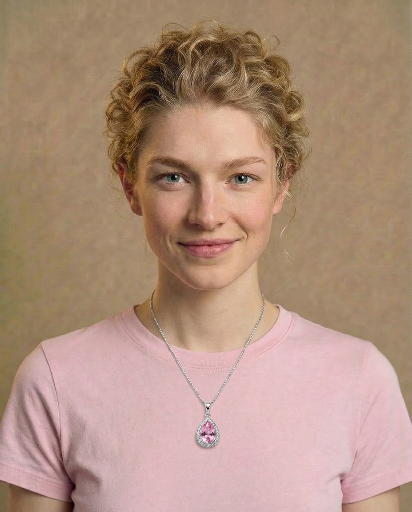Roze topaas ketting gemaakt