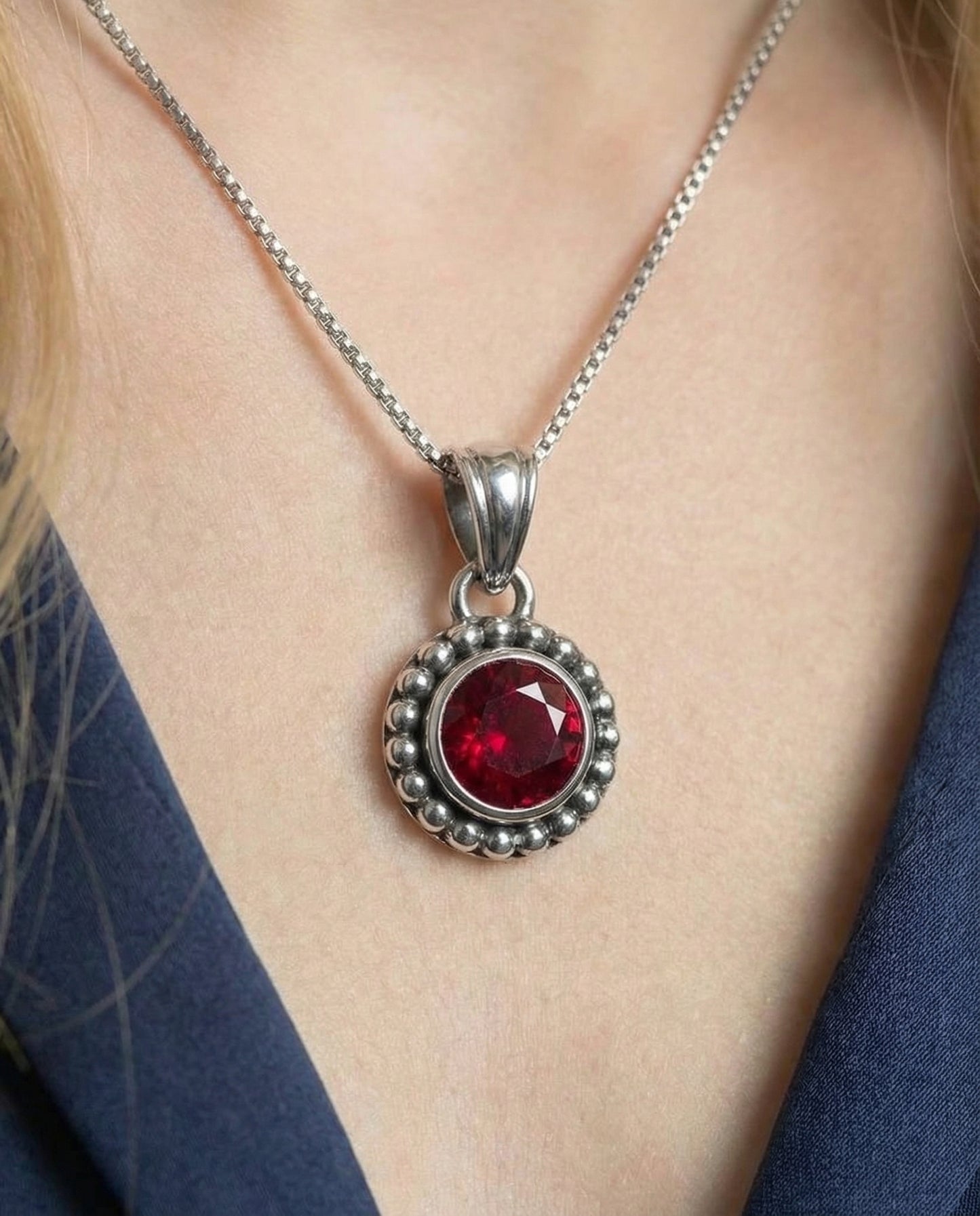 Natuurlijke granaat ronde ketting