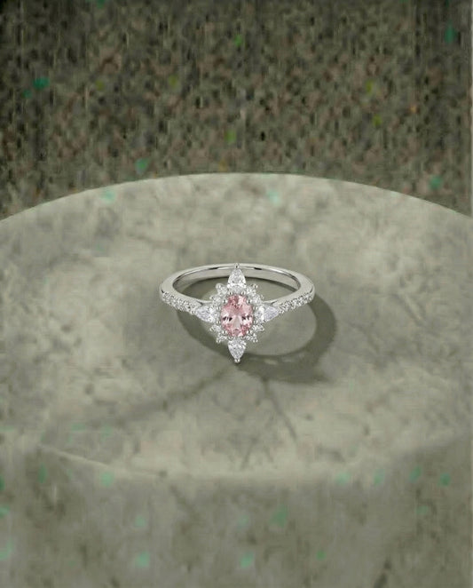 Roze gemaakt Morganite diamanten ring