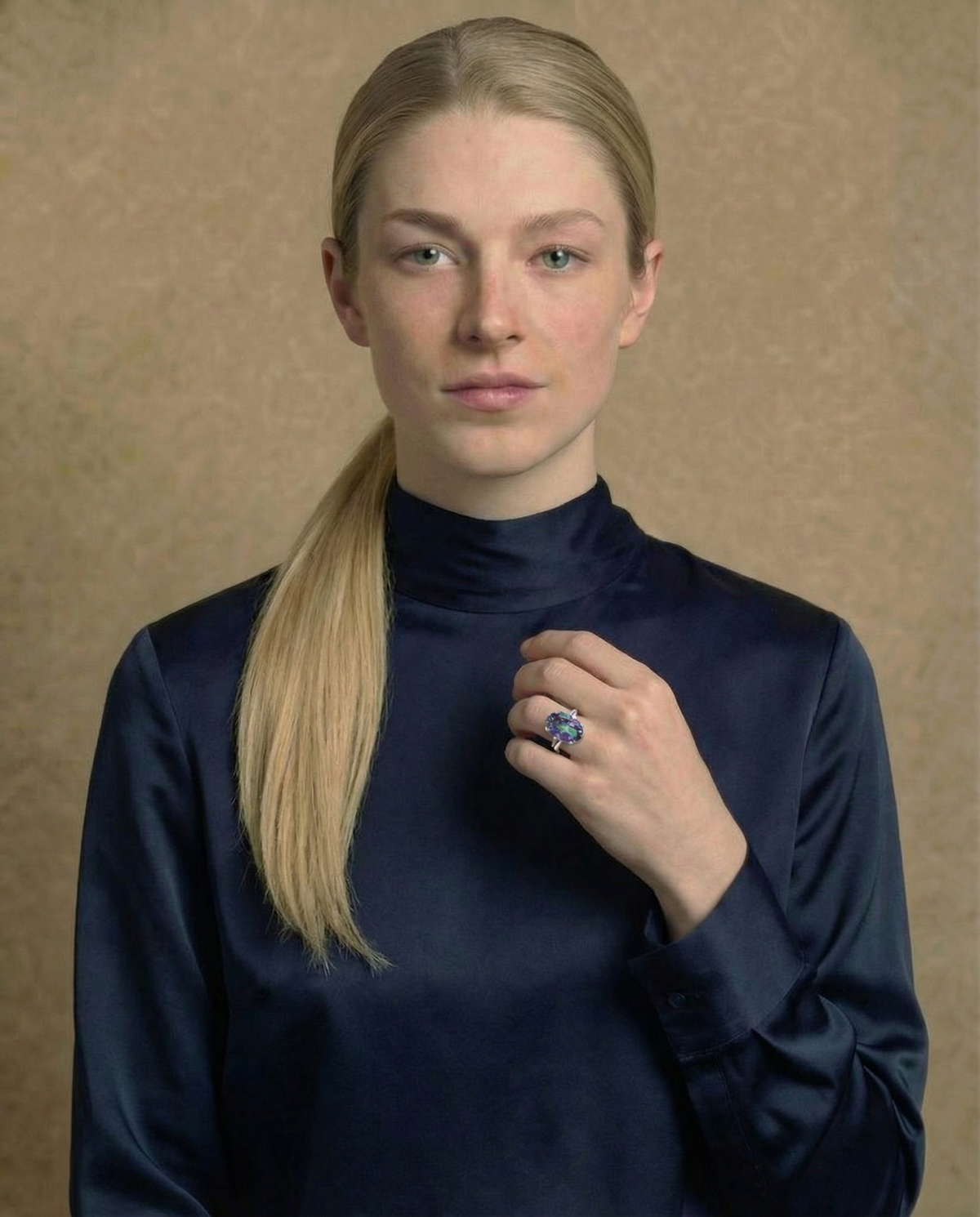 Natuurlijke kwarts blauwe ring 