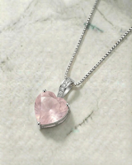 Roze echte kwarts ketting