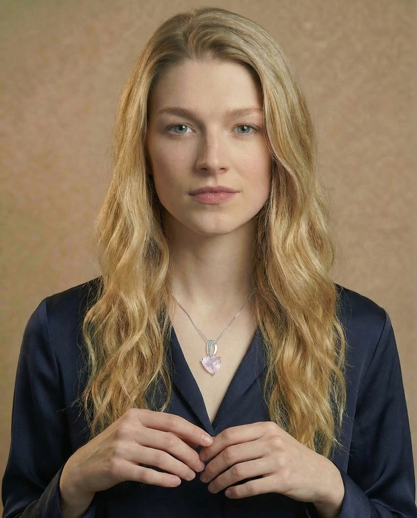Roze echte kwarts ketting