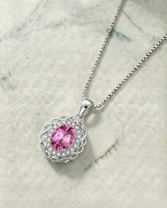 Roze echte Topaas diamanten halsketting