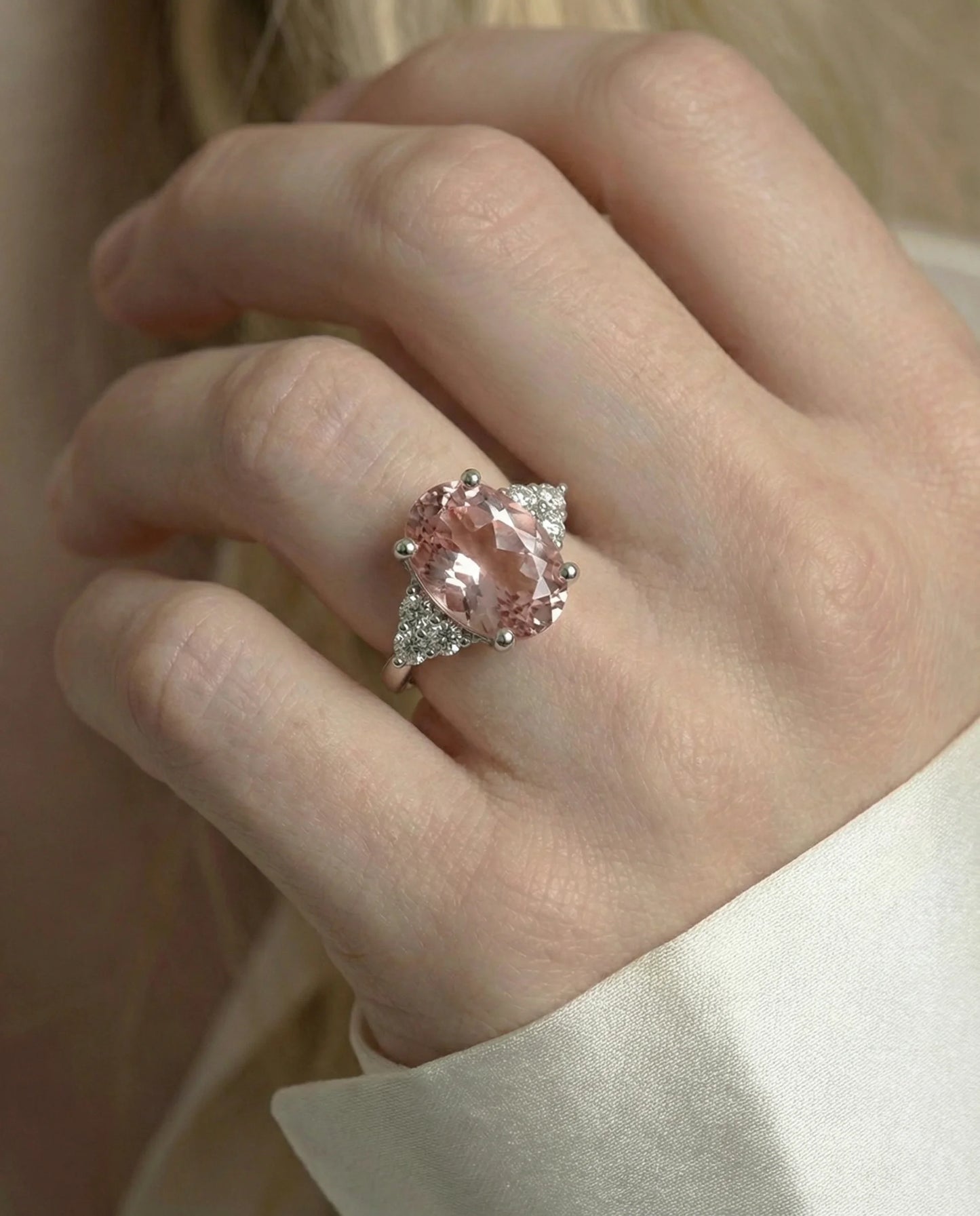 Roze gemaakt Morganite ring