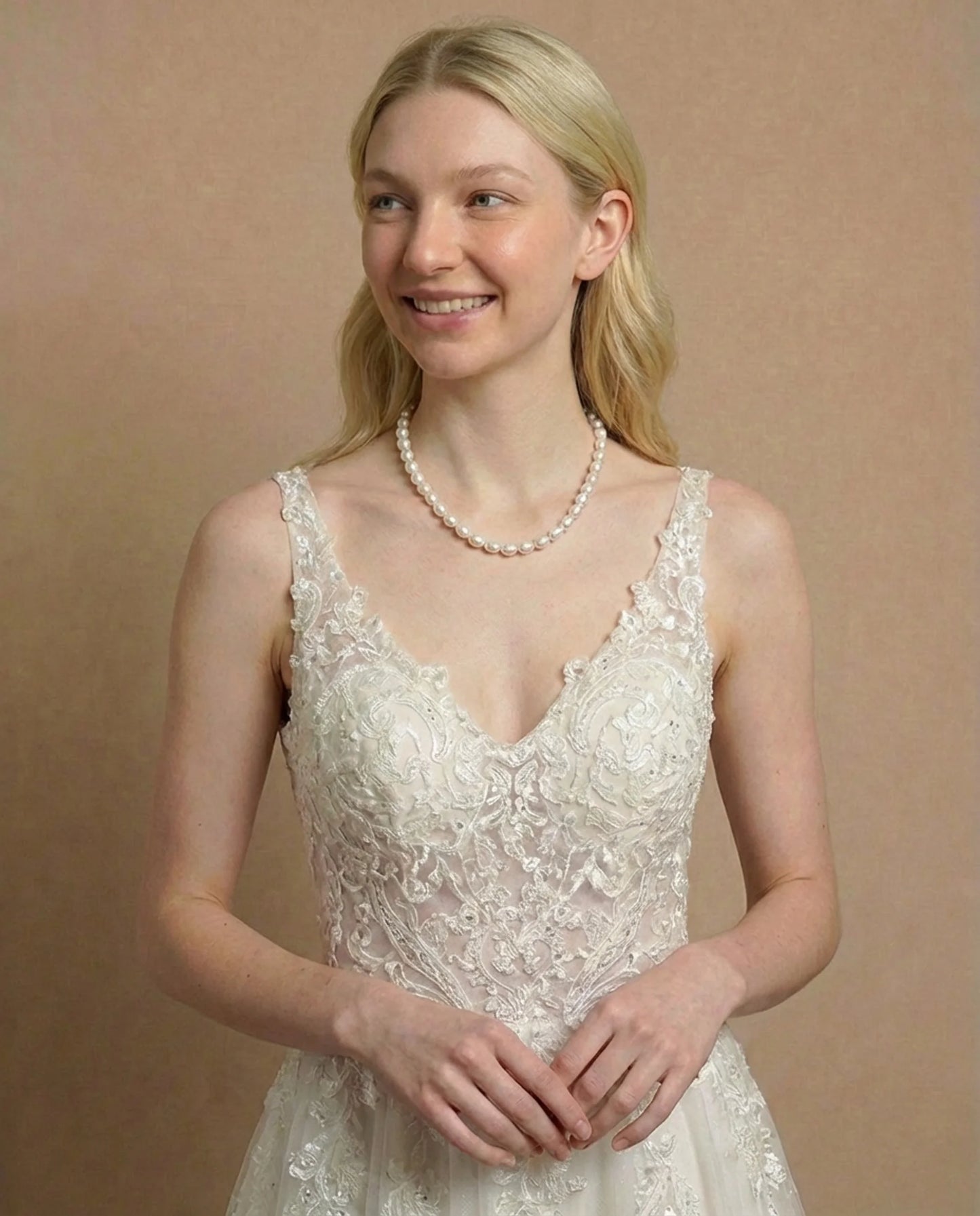 Echte ivoorwitte parelketting met hanger 