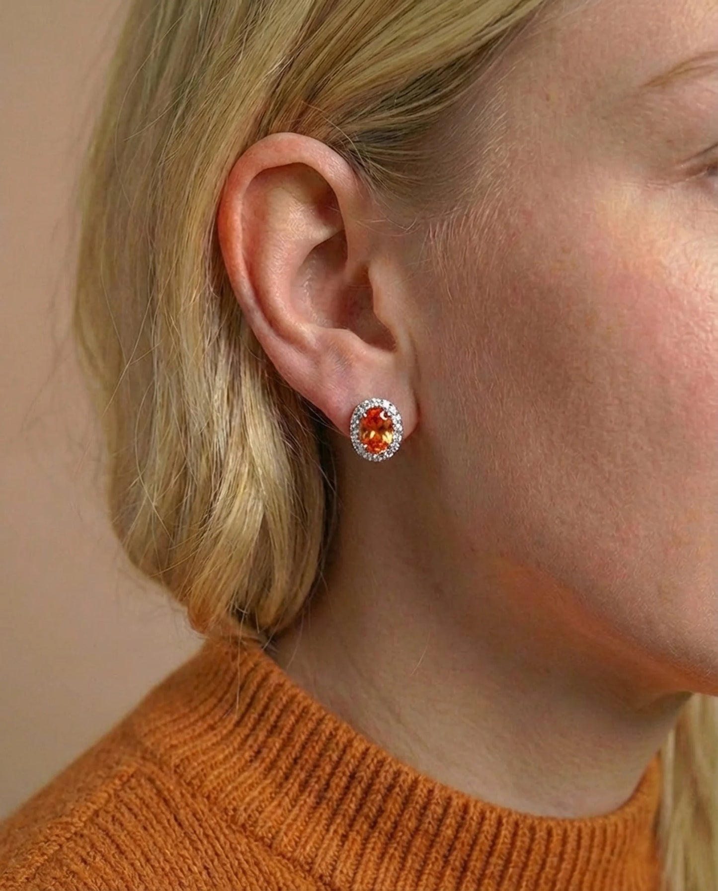 Natuurlijke oranje granaat oorbellen 