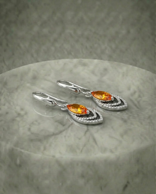 Natuurlijke citrien gouden oorbellen