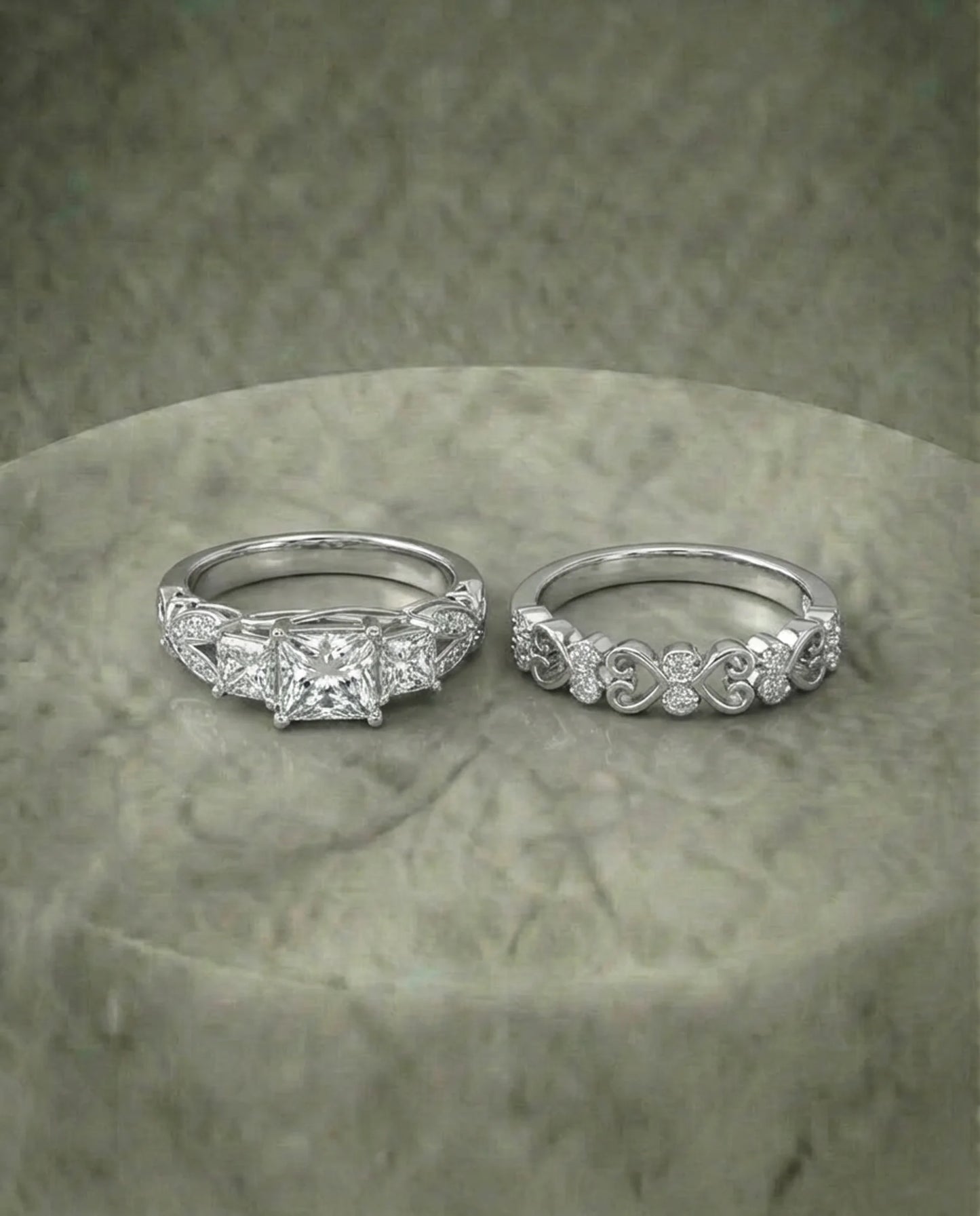 Gesimuleerde Diamant Topaas Duo Ring