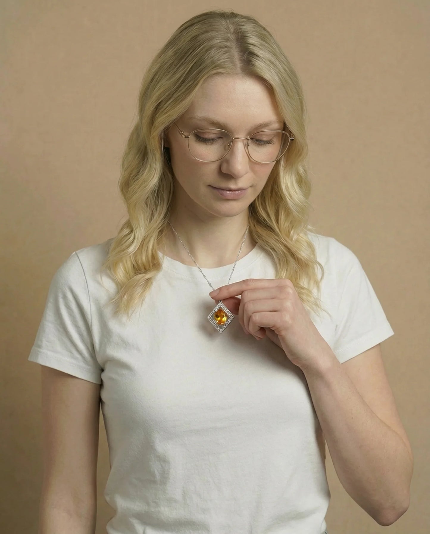 Natuurlijke citrien ruit ketting 