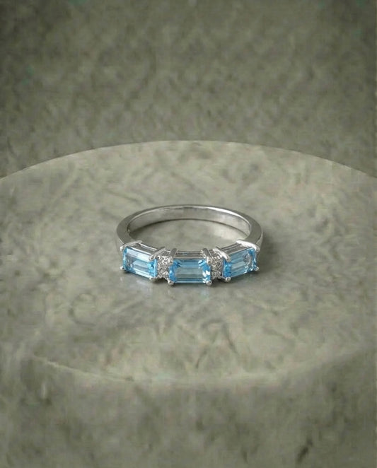 Echte Topaas en diamanten ring