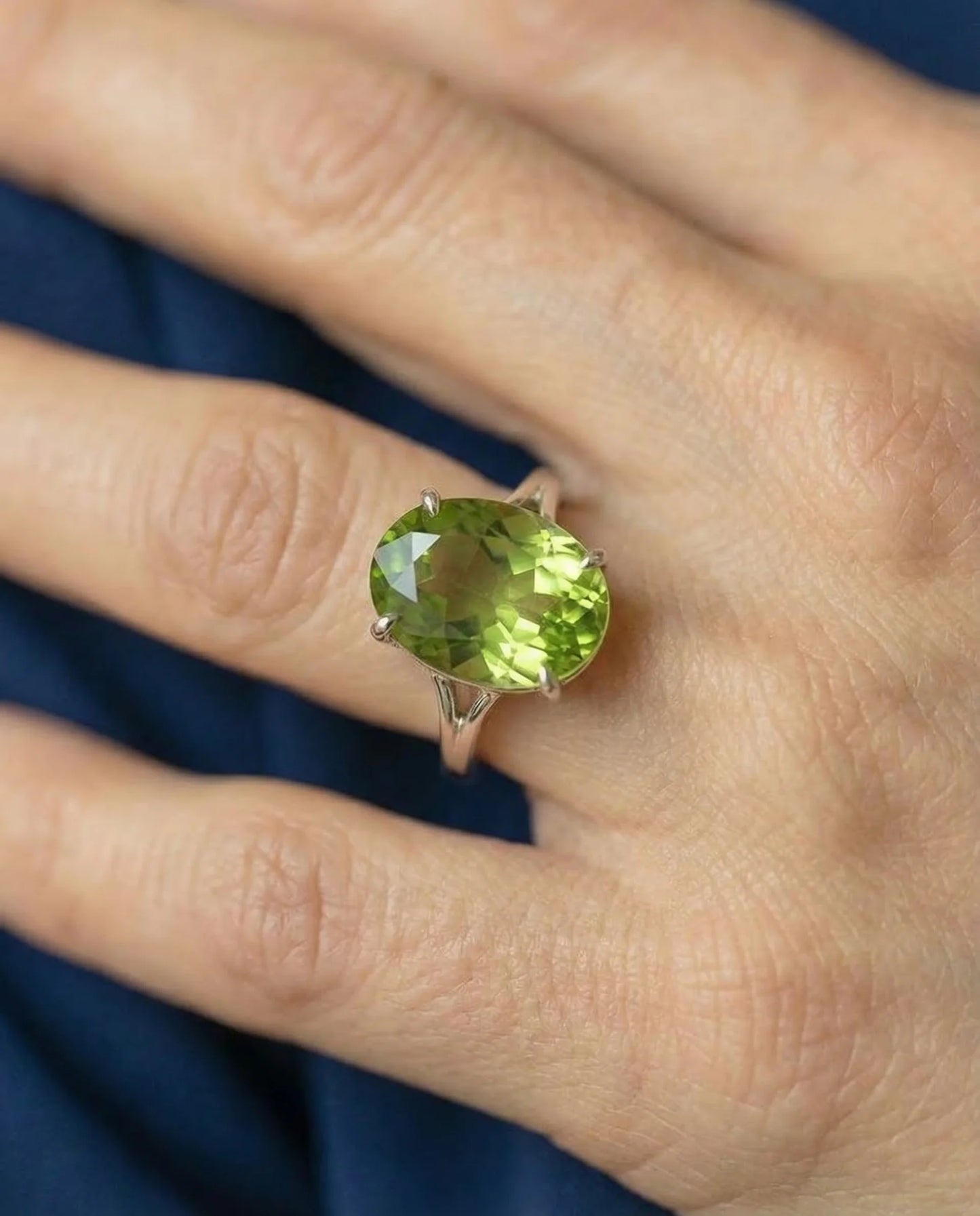 Echte Peridoot Solitaire Ring