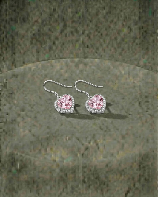 Gemaakt van roze topaas Hartvormige oorbellen