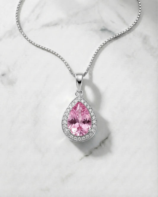 Roze topaas ketting gemaakt