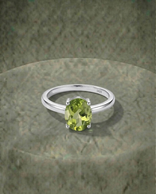 Echte Peridoot Solitaire Ring