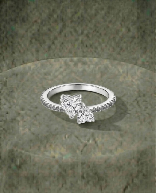 Twee hart stenen ring