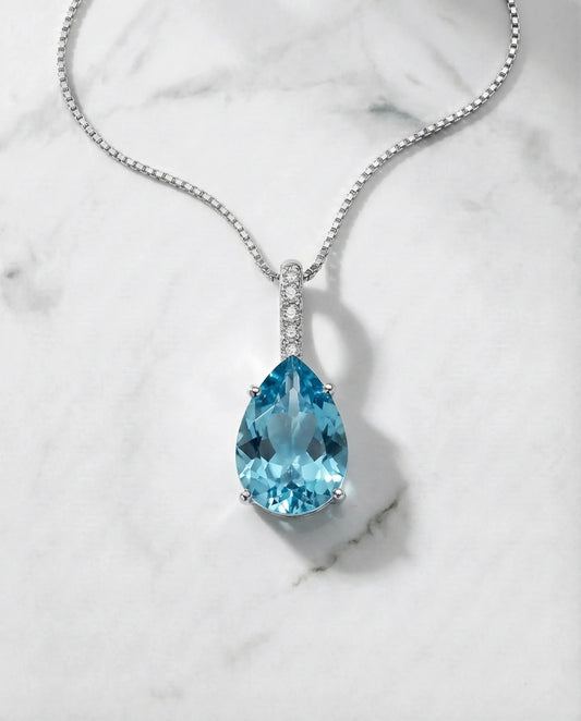 Natuurlijke Topaas ovale diamanten halsketting