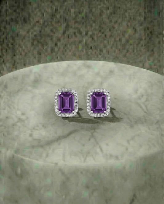 Echte Amethist elegante oorbellen