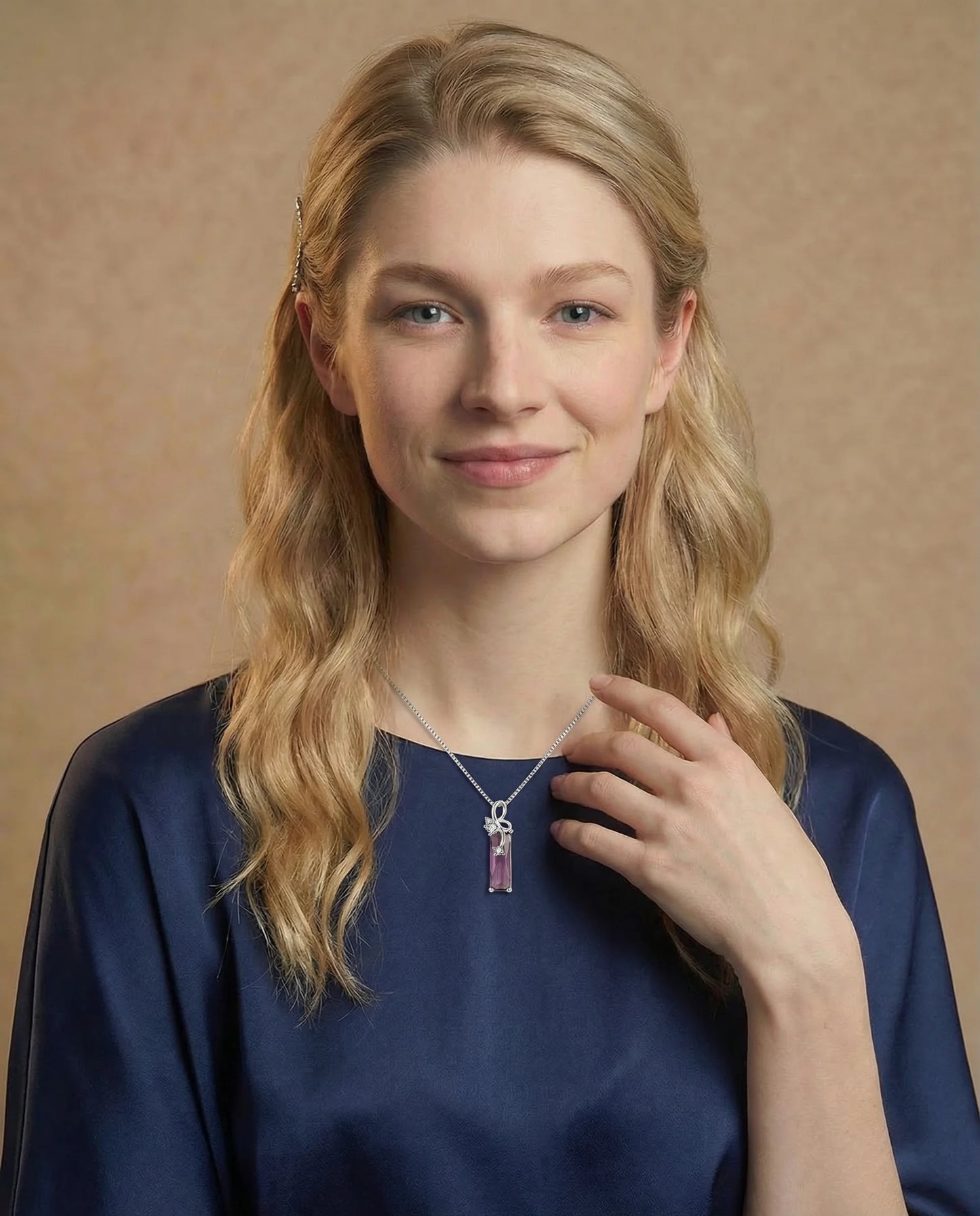 Echte Amethist diamanten halsketting 