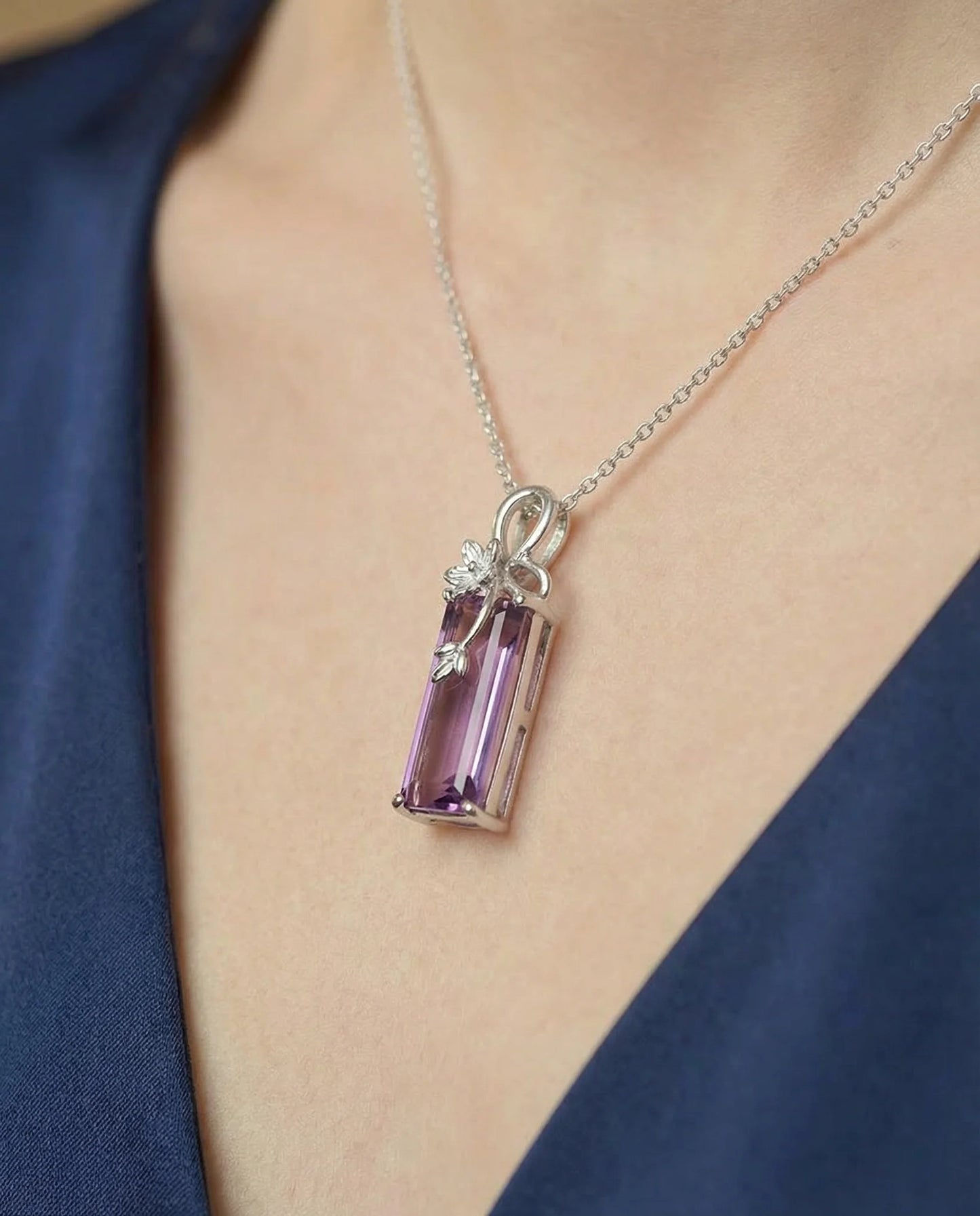 Echte Amethist diamanten halsketting 