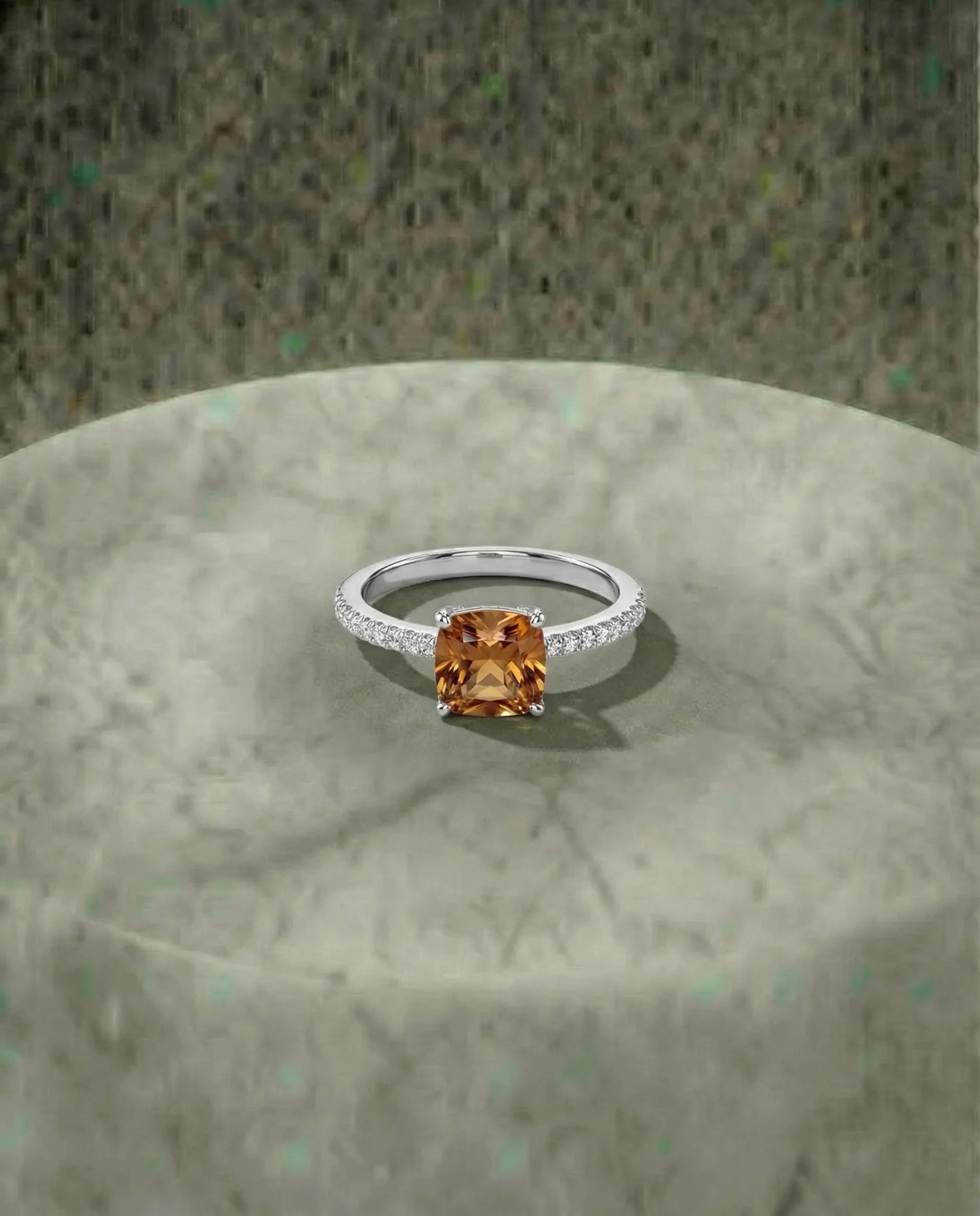 Echte Citrien Solitaire Ring