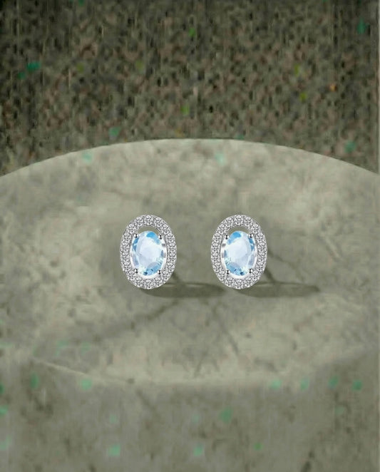 Natuurlijke ovale blauwe topaas oorbellen