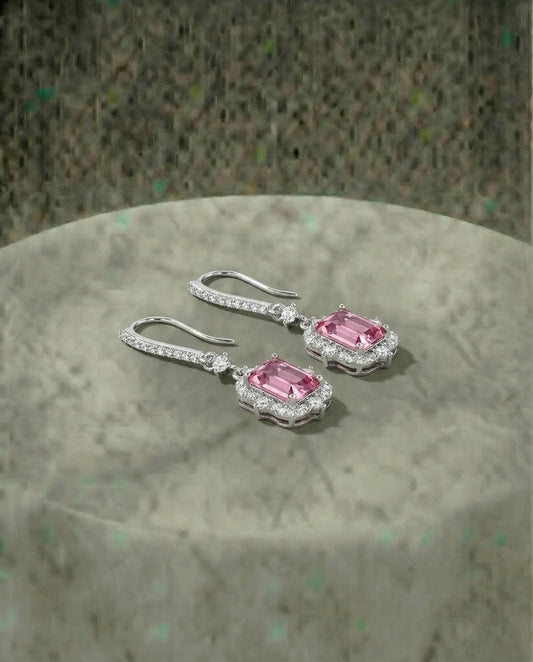 Roze Morganite diamanten oorbellen