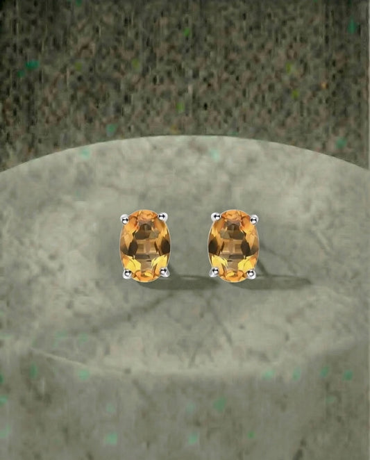 Natuurlijke Citrien Stud Oorbellen