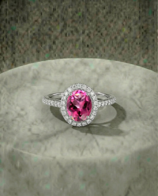 Natuurlijke roze Topaasring