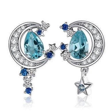 Echte Topaas oorbellen en gemaakt van saffier