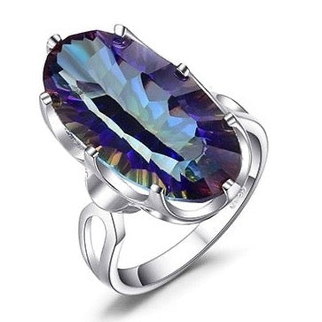 Natuurlijke kwarts blauwe ring 