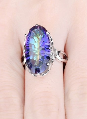 Natuurlijke kwarts blauwe ring 